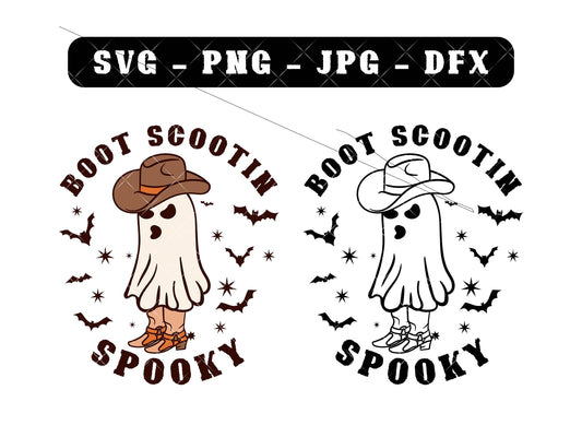 Boot Scoot Spooky svg, Western Ghost svg,Retro Halloween Design, Cowboy Ghost svg, Western Halloween Sublimation,Vintage Ghost Halloween png