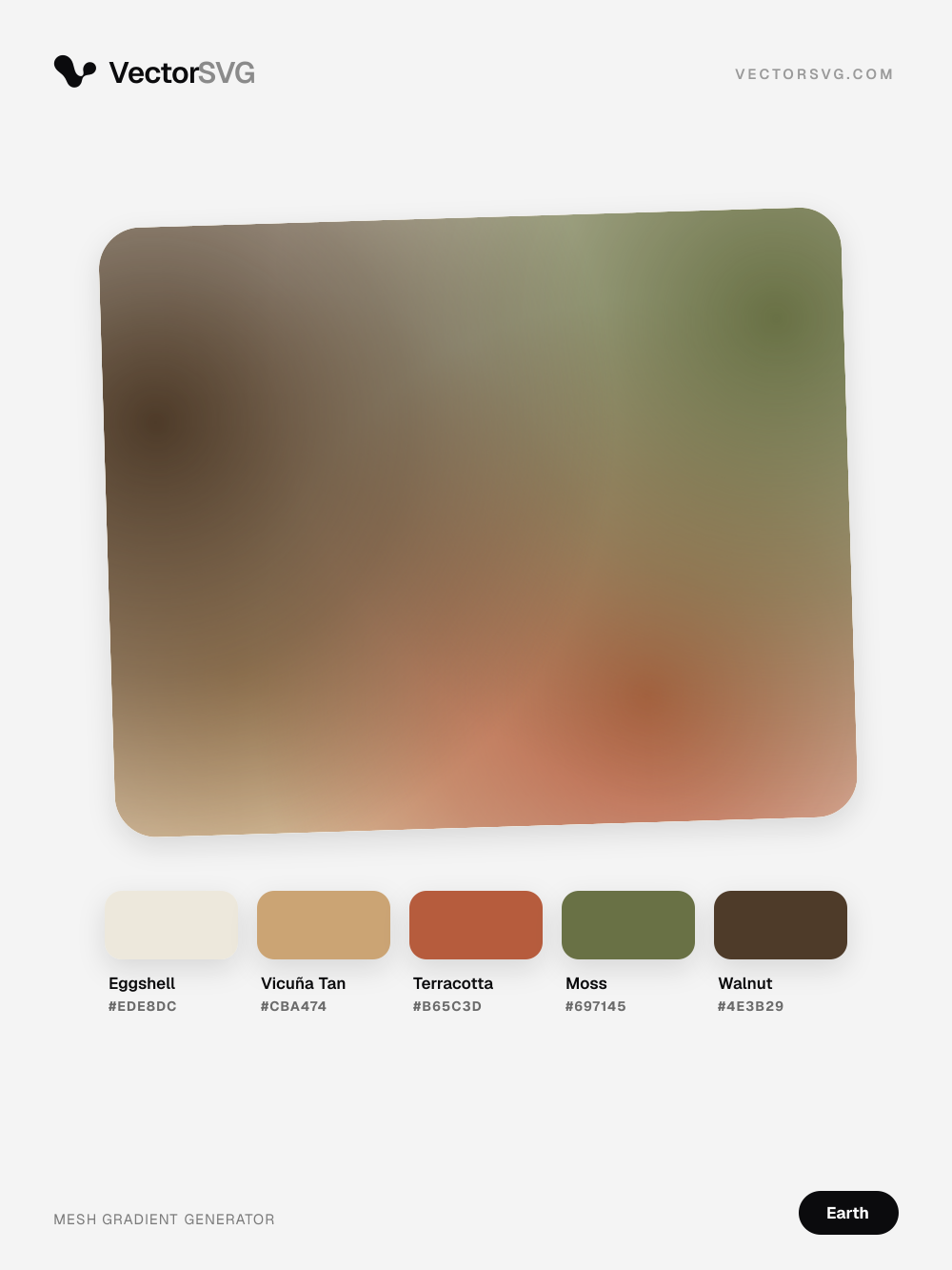 Adobe Harvest Earth tones mesh gradient: Eggshell #EDE8DC, Vicuña Tan #CBA474, Terracotta #B65C3D, Moss #697145, Walnut #4E3B29 Adobe Harvest Earth tones mesh gradient: Eggshell #EDE8DC, Vicuña Tan #CBA474, Terracotta #B65C3D, Moss #697145, Walnut #4E3B29