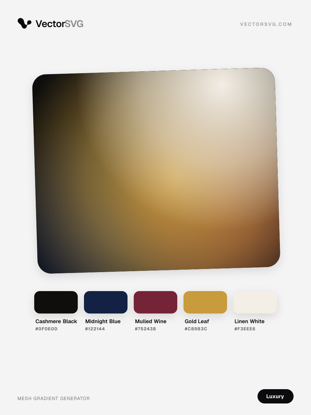 Mesh-Verlauf Royal Monogram (Luxus): Cashmere Black #0F0E0D, Midnight Blue #122144, Mulled Wine #752438, Gold Leaf #C89B3C, Linen White #F3EEE6 Mesh-Verlauf Royal Monogram (Luxus): Cashmere Black #0F0E0D, Midnight Blue #122144, Mulled Wine #752438, Gold Leaf #C89B3C, Linen White #F3EEE6