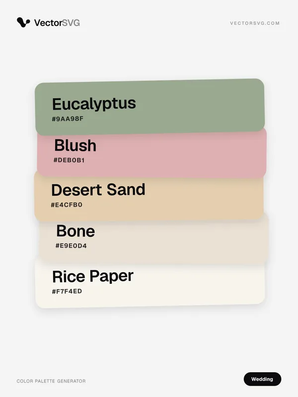 Pearl Invitation Wedding color palette: Eucalyptus #9AA98F, Blush #DEB0B1, Desert Sand #E4CFB0, Bone #E9E0D4, Rice Paper #F7F4ED Pearl Invitation Wedding color palette: Eucalyptus #9AA98F, Blush #DEB0B1, Desert Sand #E4CFB0, Bone #E9E0D4, Rice Paper #F7F4ED